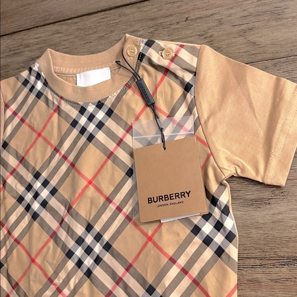 NWT [Burberry] Eli Vintage Check Plaid Cotton Short-Sleeved Shirt Toddler Sz 6M - Picture 5 of 14
